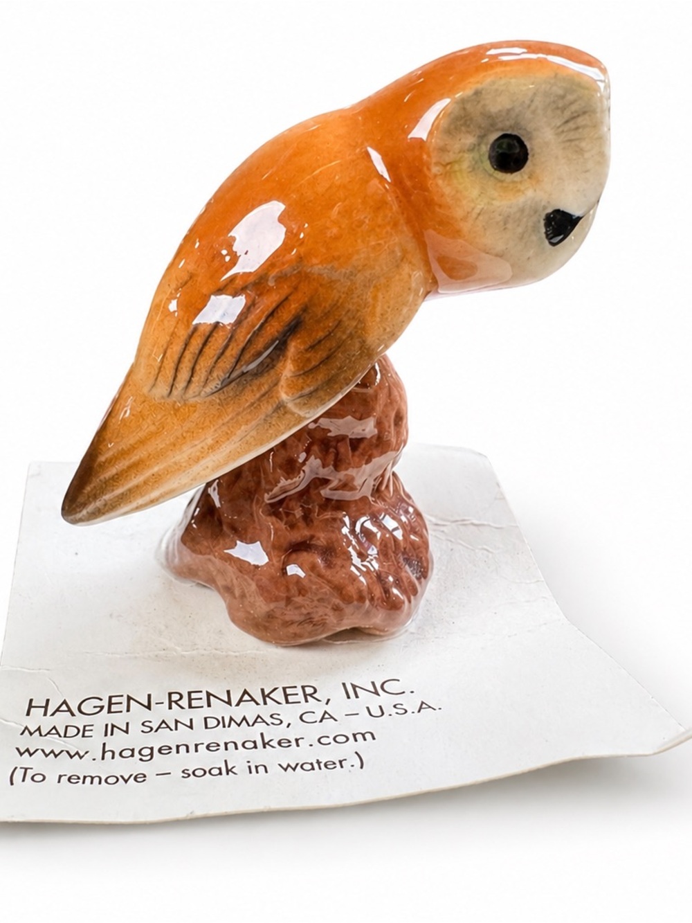 Hagen Renaker Barn Owl Figurine On Card Retired